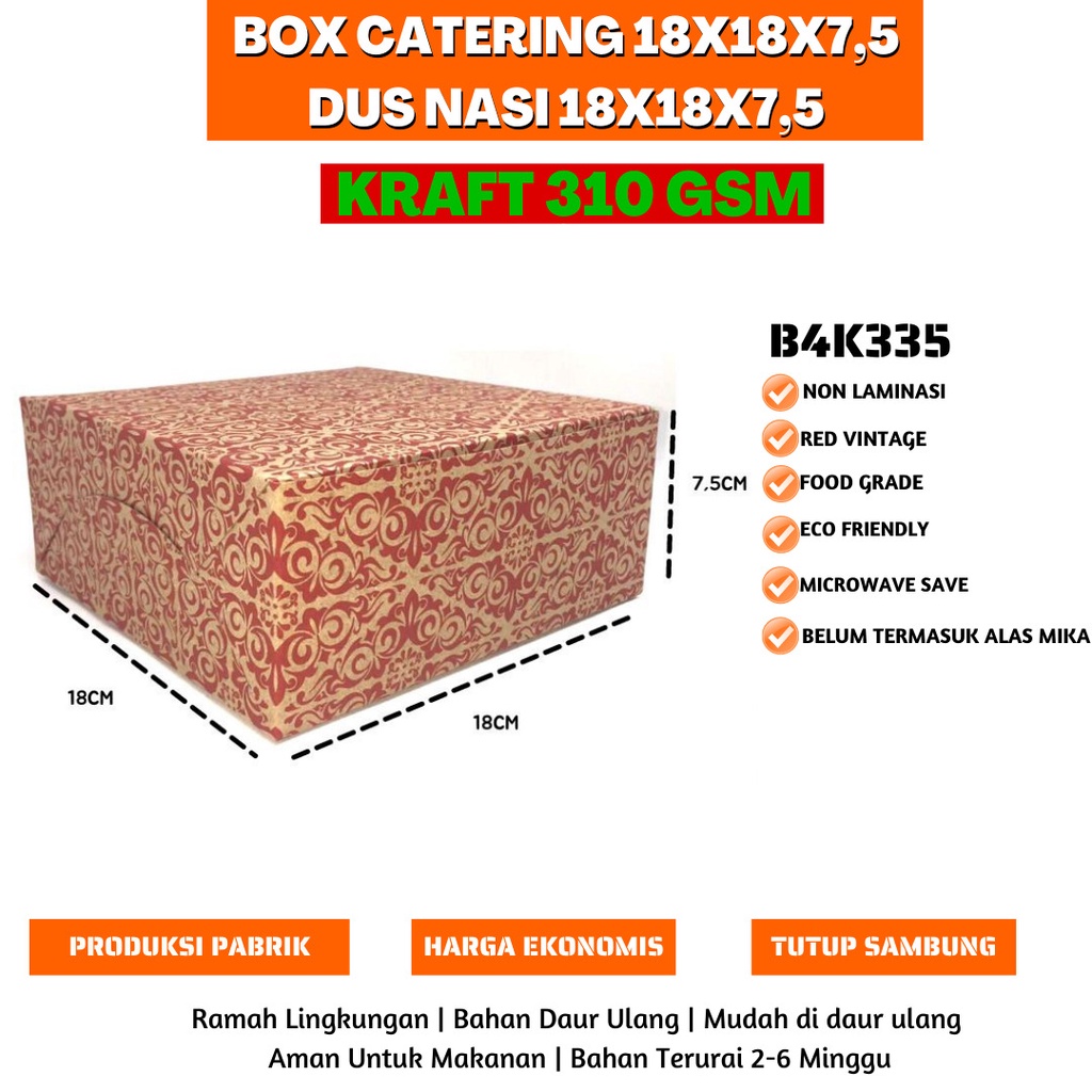 Box 18x18 Box Catering Dus Nasi Dus Catering 18x18 (B4K335-18X18X7.5 Cm)