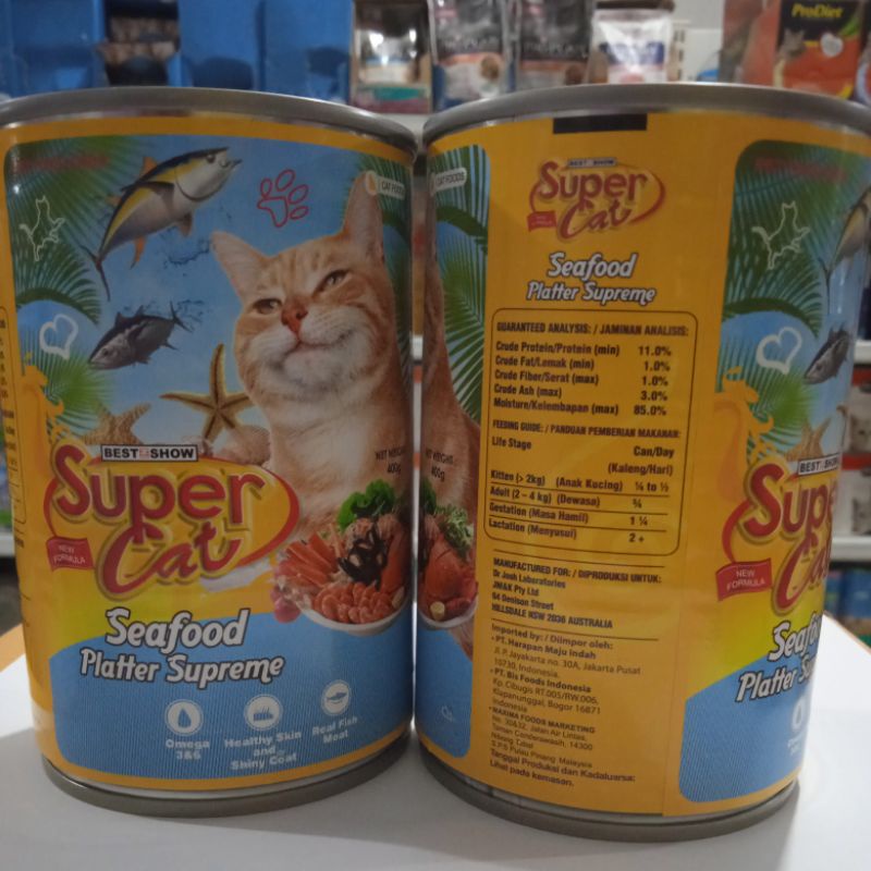 Supercat Kaleng Seafood Platter Supreme Makanan Basah Wet Food 400g