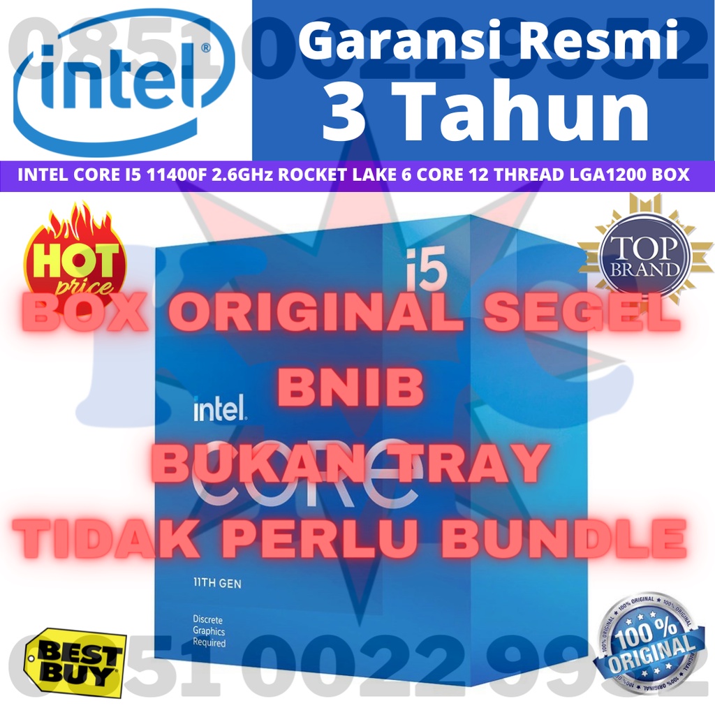 Processor Intel Core i5 11400F Gen 11 LGA 1200 6 Core Resmi