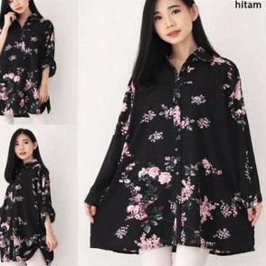 Serbuuuu.. Baju atasan KEMEJA LD 130cm JUMBO BIG SIZE KATUN 5046 XXL XXXL Baju wanita gemuk ibu hami