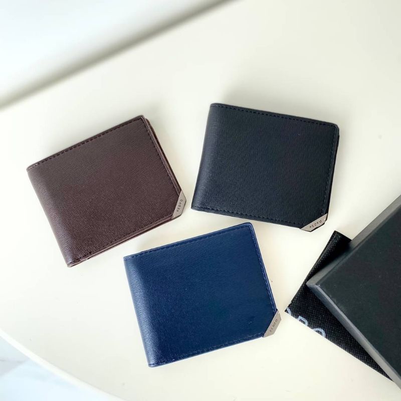 9.9 SALE | PDRO Men Textured Leather Bi-Fold Wallet with Flip
