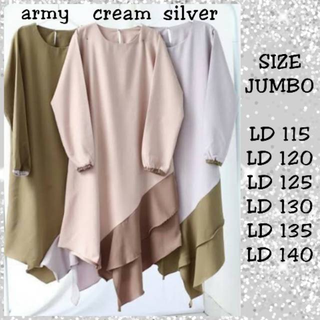 BAJU ATASAN LD 115/LD 120/LD 125/LD 130/LD135/LD140 BUSANA MUSLIM WANITA JUMBO LONG TUNIC DESI TUNIK