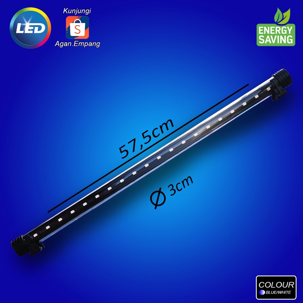 LAMPU LED AQUARIUM 60CM WARNA BIRU PUTIH MODEL CELUP / LAMPU AKUARIUM / LAMPU AQUASCAPE / LAMPU KOLA