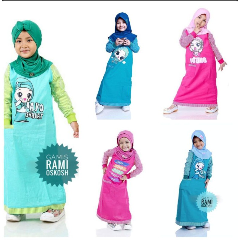 GAS - GAMIS Anak PEREMPUAN MUSLIMAH BAHAN KATUN RAMI