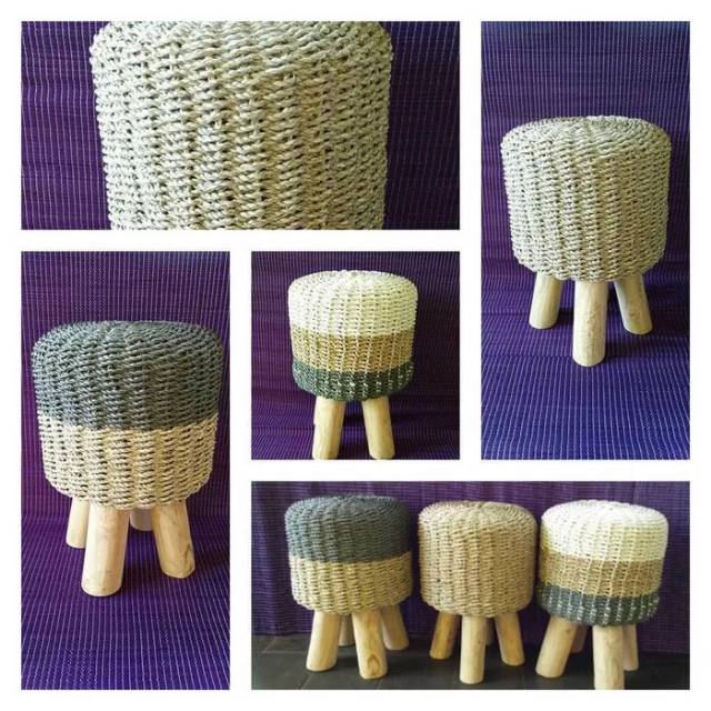 KURSI STOOL AESTHETIC ANYAMAN SEAGRASS GERAISURYA