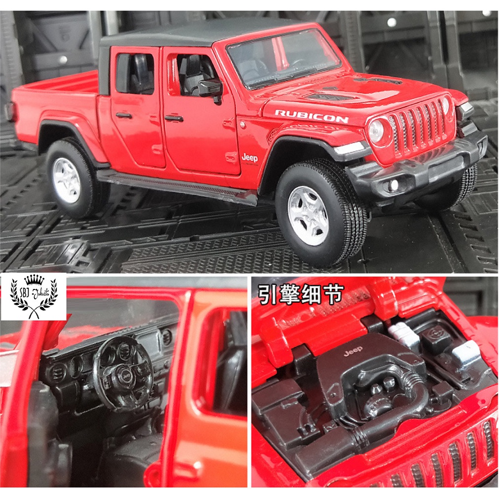 Diecast Mobil Jeep Rubicon Pickup Dengan Sepeda Motor Skala 1:32