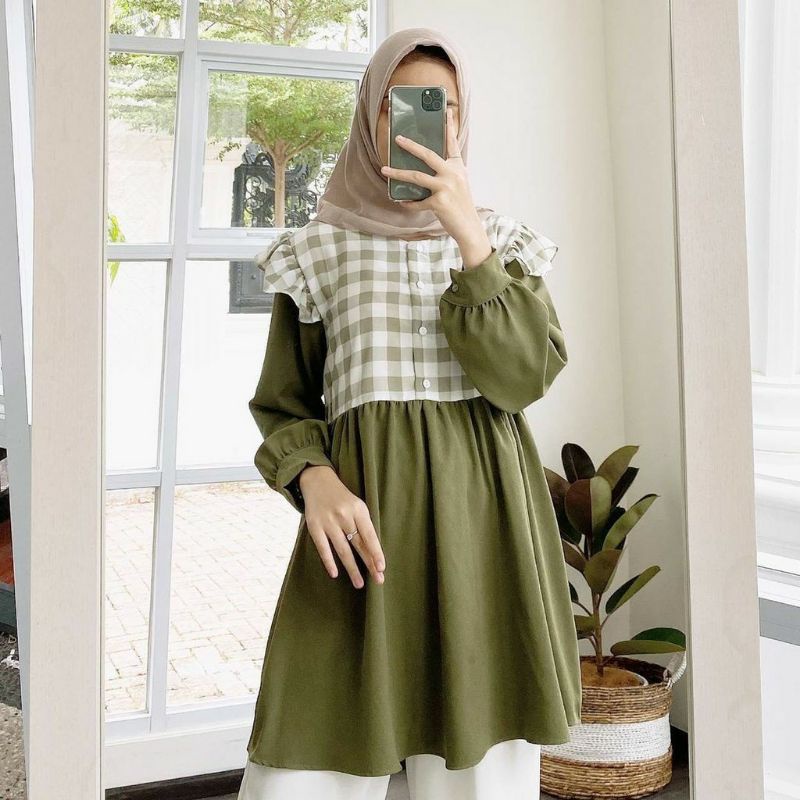 Tunik wanita | Baju panjang wanita | Atasan Wanita |Isma Tunik Fit L Atasan Baju Muslim Remaja Wanit
