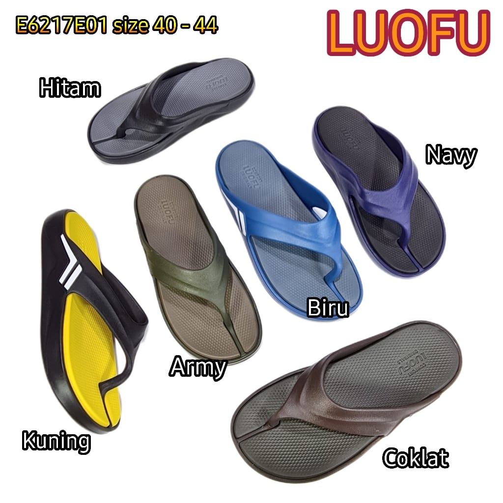 LUOFU ORIGINAL jelly sandal jepit karet empuk murah pria sepatu sendal cowok import E6217E01