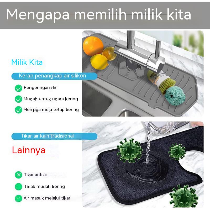 Bantalan Penyerap Faucet Silikon Wastafel Splash Guards Drain Pads Splash Pads Wastafel Countertops Dapur Perlindungan Gadget