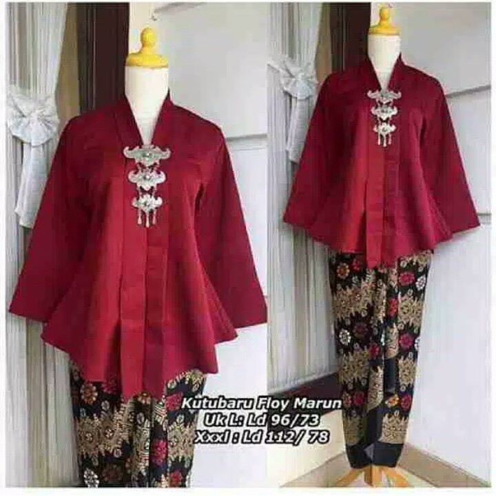 KEBAYA FLOY SET KUTUBARU MAGENTA/kebaya seragam/baju wisuda/kebaya murah/kebaya floy/kebaya kutubaru