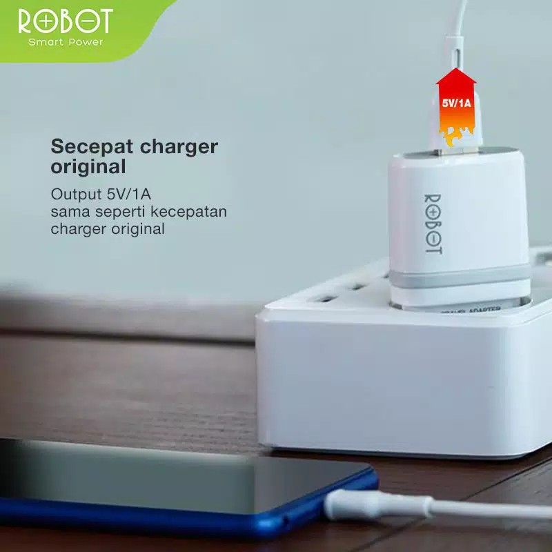 Charger + Kabel Micro USB Robot RT-K7 5V/1A - White