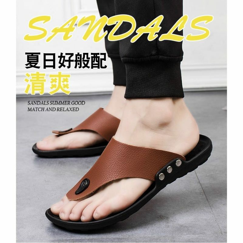 sandal japit tres kuat pria/sandal kulit/sandal keren