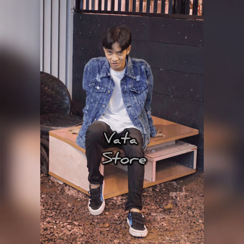 (COD) Jaket jeans sampai JUMBO  (M - XXXXL) jaket jeans cowok cewek oversize tebal