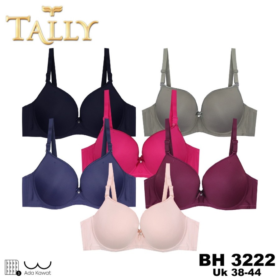 BRA TALLY 3222 Bra BH Cup D Jumbo Berkawat kait 3 Busa Tipis