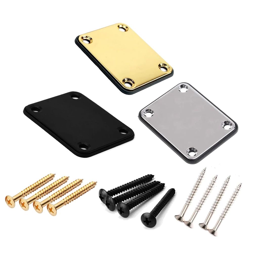 Plat Leher Gitar Elektrik / Bass Warna Hitam / Emas / Silver Dengan Sekrup