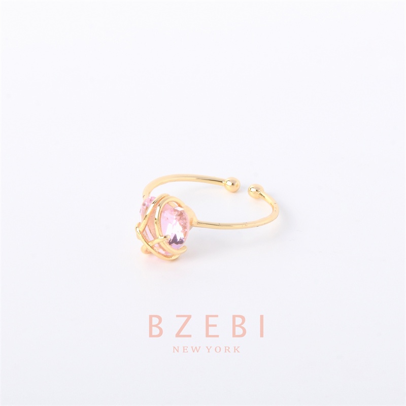 Bzebi Cincin Emas Barbie Diamond Castle 18k Bentuk Hati Pink 916 Dapat Disesuaikan Dengan Kotak Eksklusif 406r-1