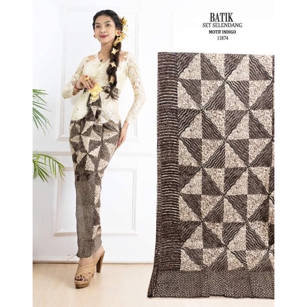 Kamen set selendang batik premium