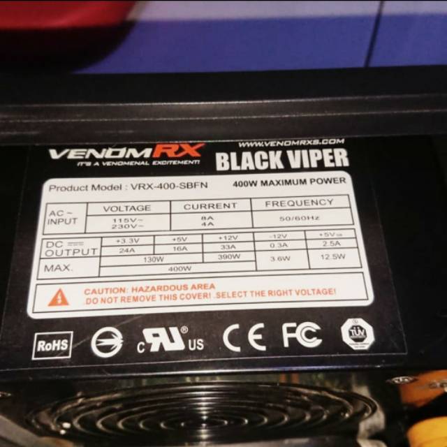 Psu venom rx black viper 400 watt