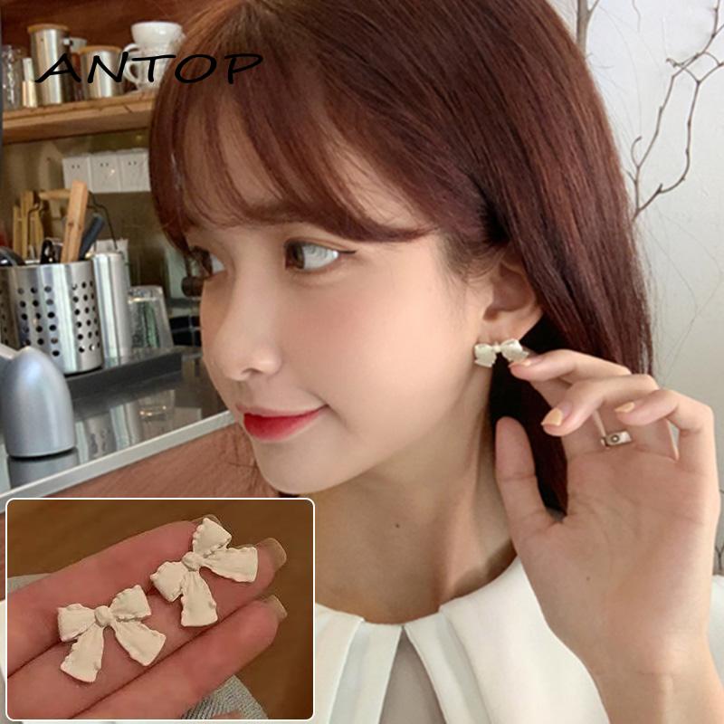 Anting Tusuk Bentuk Pita Bahan Alloy Untuk Wanita