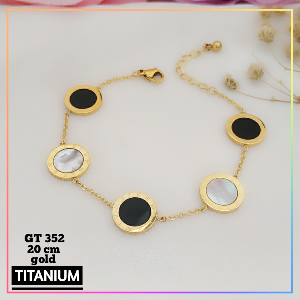 Gelang titanium/stainless steel Gelang Premium Rantai Dewasa Replika Emas Warna Gold Cantik Perhiasan Wanita Anti Karat GT 352