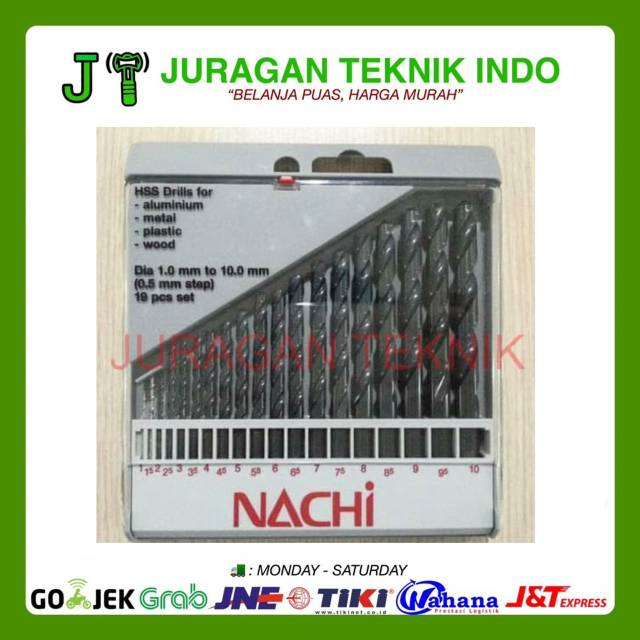 Nachi Mata Bor Besi HSS Set 1-10 mm 19 pcs Original