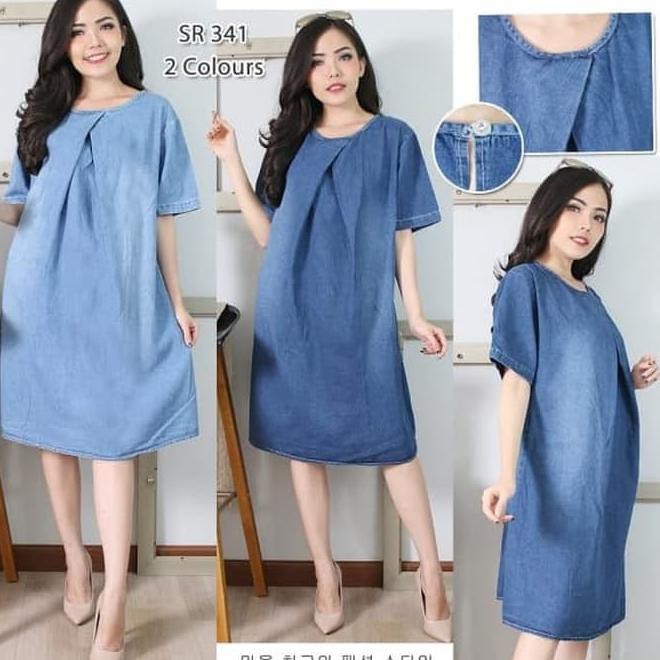 Baju Dress Wanita Rok Tunik Pendek Santai Jeans Levis Polos Denim Ori /Fashion Muslim Wanita