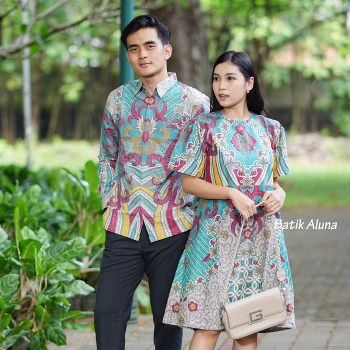 Atasan Batik Blouse Couple Pria Wanita Premium Batik Aluna CBA 071