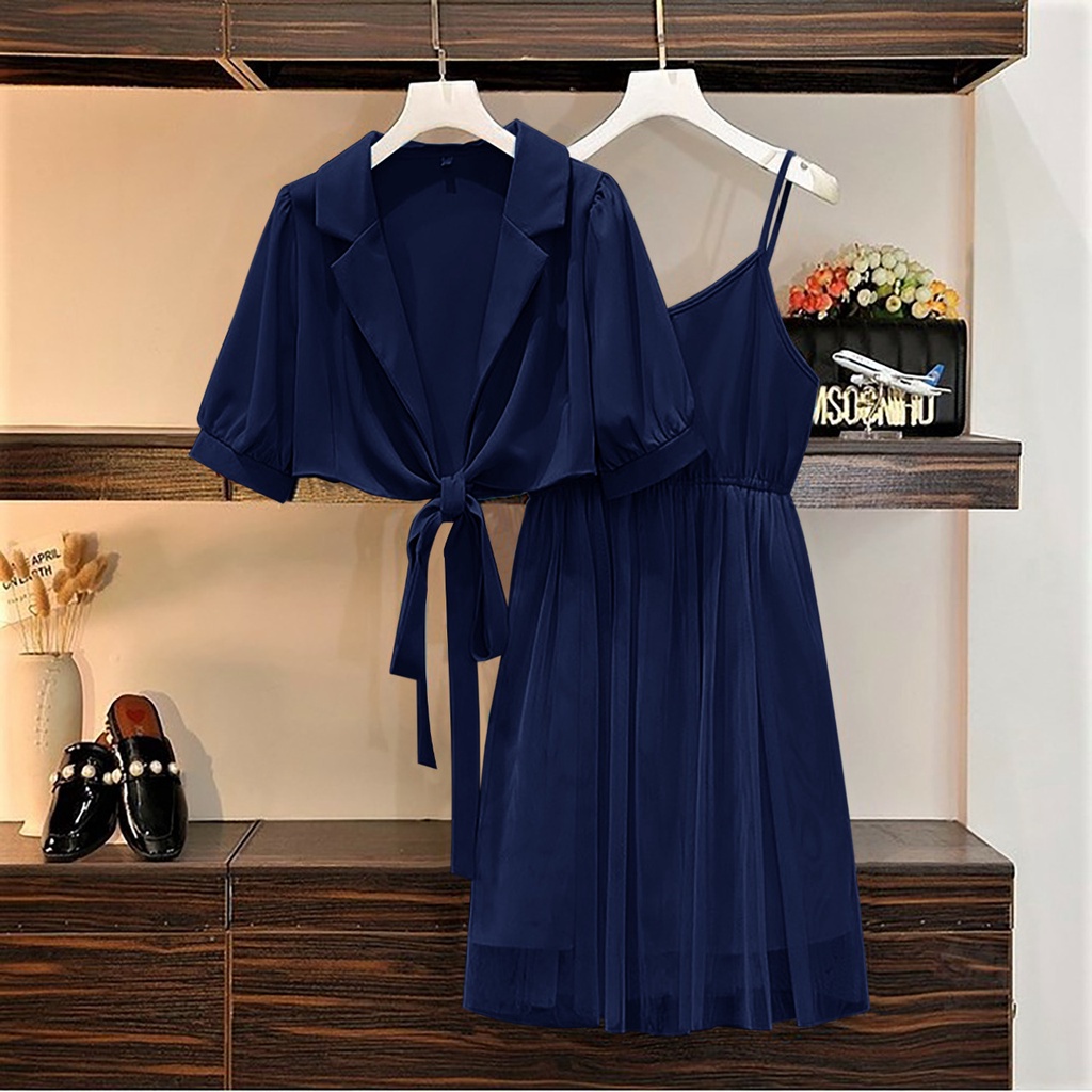 WSE390 - Set 2in1 Dress Tutu Salena Setelan Atasan Outer Cardi dan Overall Jumpsuit UK L/XL LD 104 CM PJ 45 CM PJ Dress 115 CM PREMIUM QUALITY