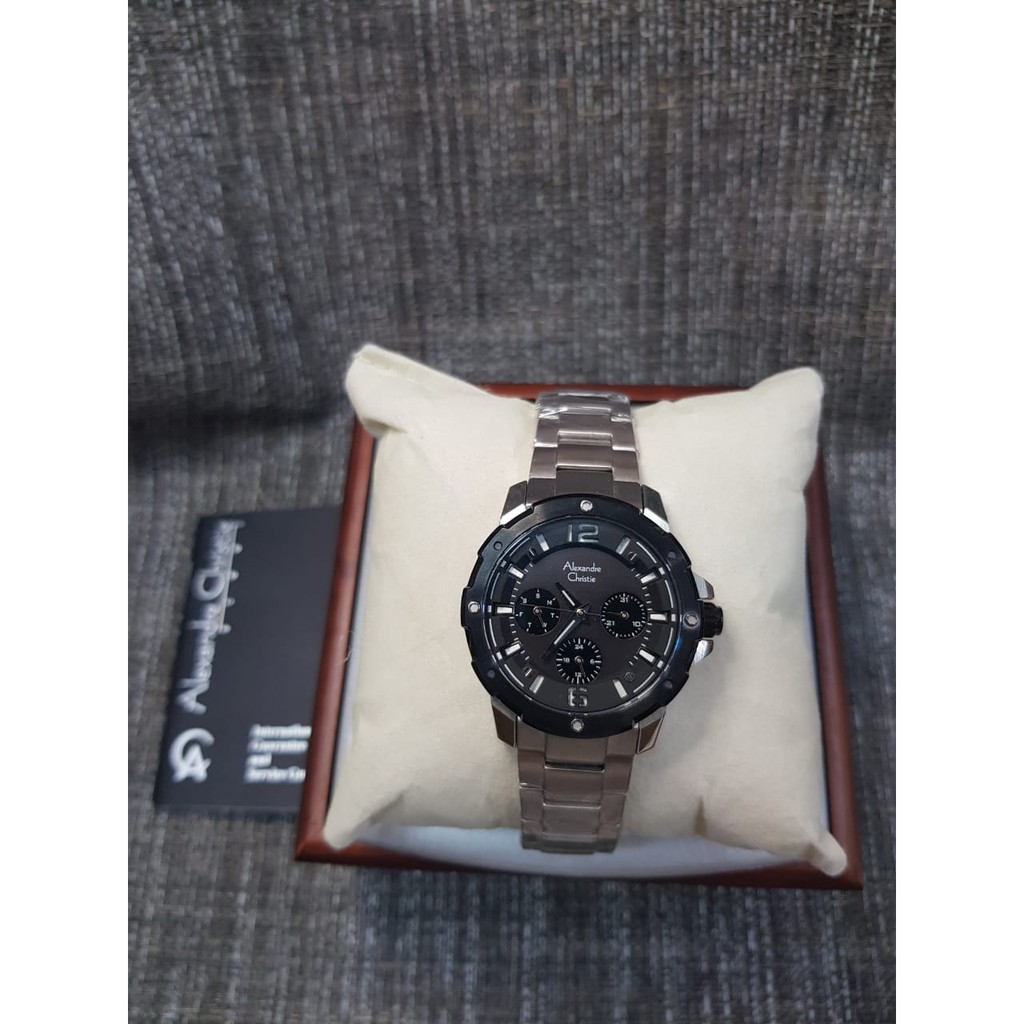 Jam Tangan Alexandre Christie Cewek Wanita AC6410 AC 6410 Silver Black Original