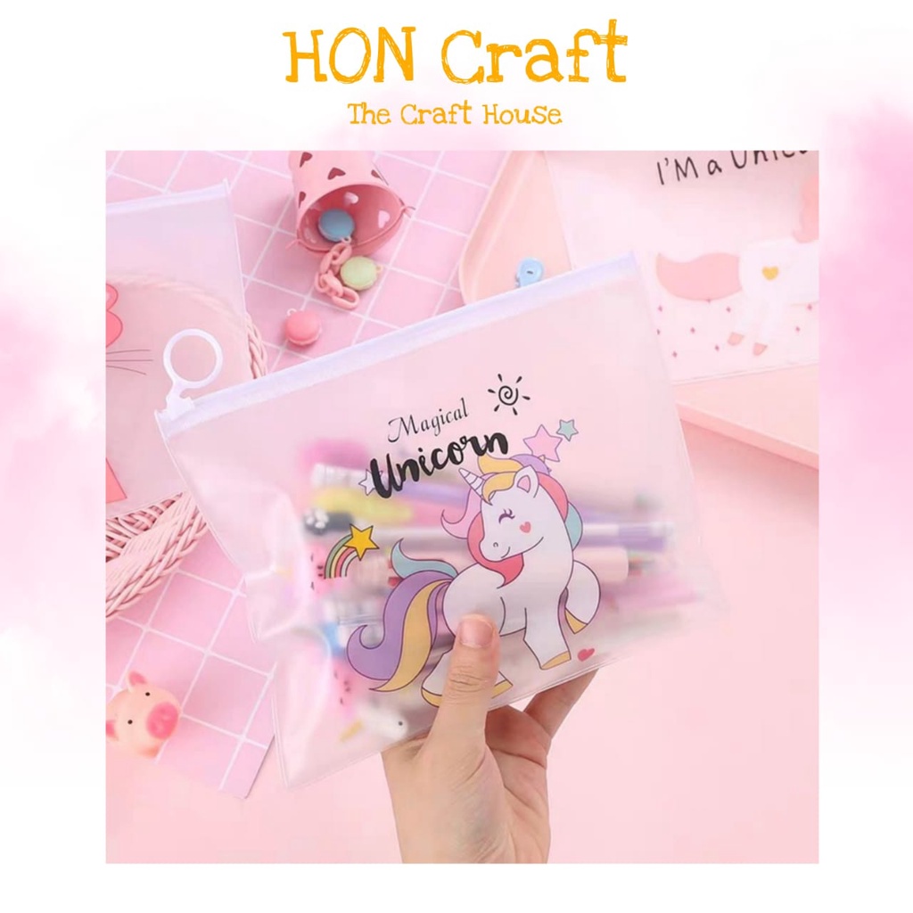 

Zipper Bag Unicorn Pouch Tempat Pensil Transparan Pouch Serbaguna