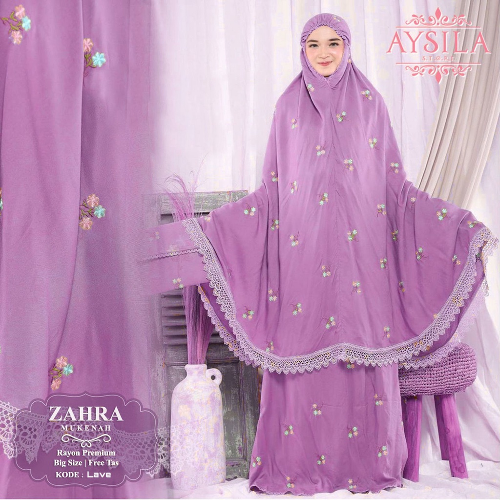 MUKENA ZAHRA CANTIK DAN ANGGUN ORIGINAL AYSILA BAHAN RAYON PREMIUM MIX BORDIR ADEM LEMBUT DAN NYAMAN