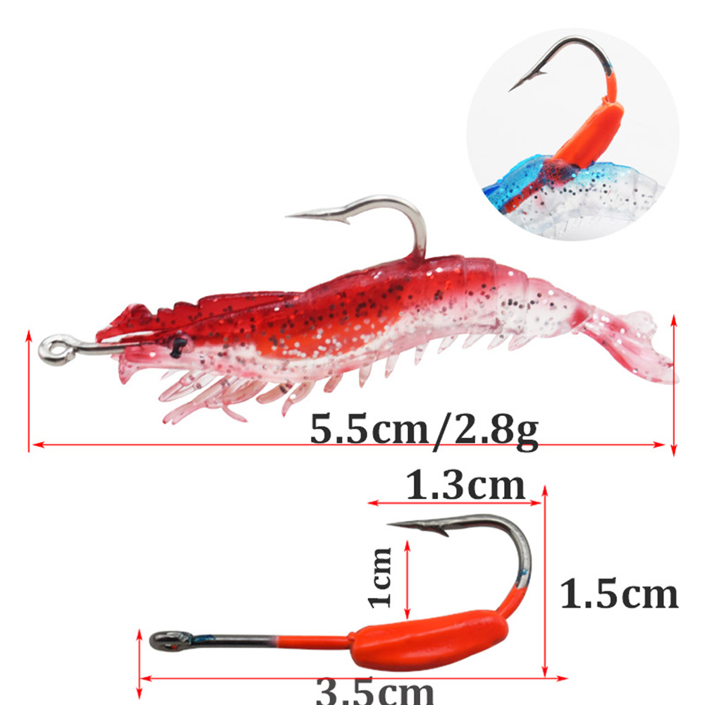 Suyou 4 Pcs Umpan Pancing Soft Bait Bentuk Udang Imitasi Bahan Silikon