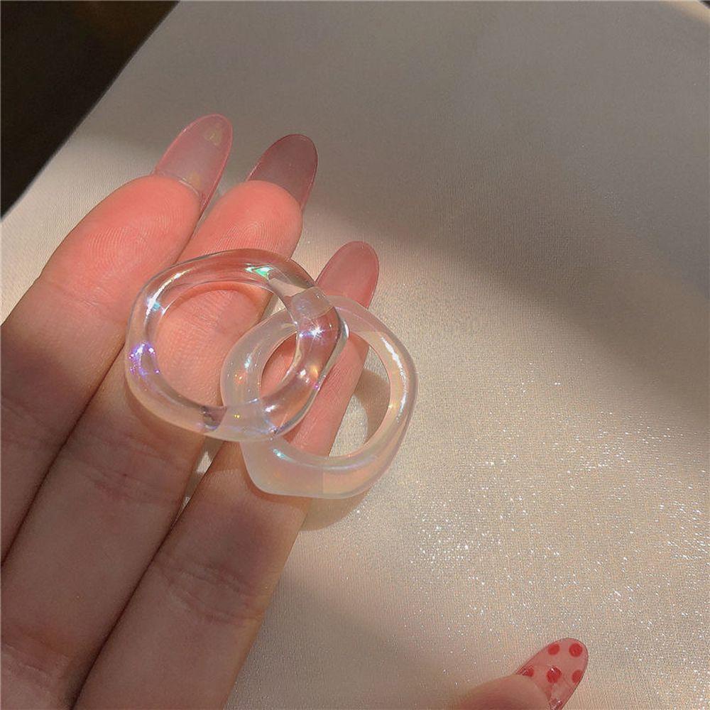 Mxbeauty Cincin Transparan Kepribadian Geometris Warna Jelly Gaya Korea Perhiasan Gaya Jalanan Mermaid Color Punk Ring