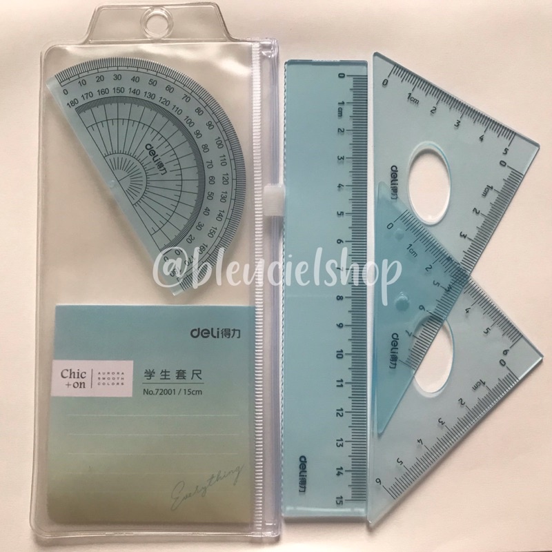 

Penggaris 15 cm Chic On Deli 1 set Busur Segitiga Lurus Aurora Smooth Colors 72001