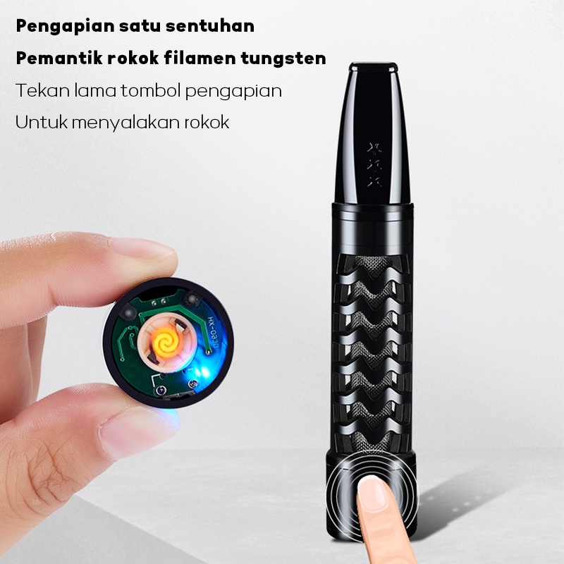 Pemantik Rokok / Pipa Asbak Portable / Asbak Rokok Portable / holder filter rokok / Enclosed No dust loss with USB Tungsten Coil Lighter / Usb Rechargeable Cigarette Lighter