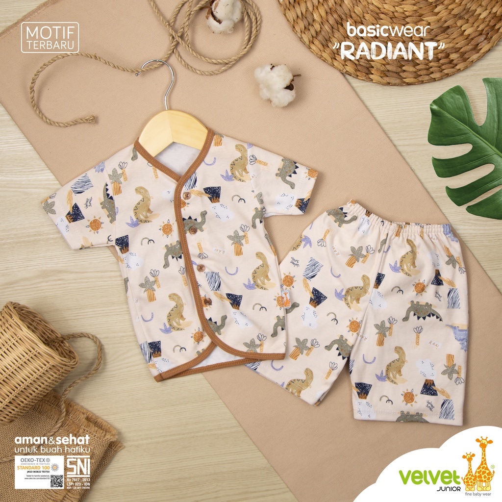 Velvet Junior Setelan Baju Kancing Tengah Pendek + Celana Pendek Radiant 1pcs