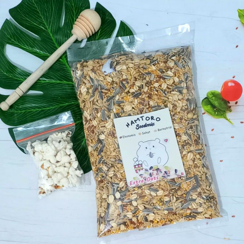 NEW Hamtoro Seedmix 500g EXTRA OATS Bonus Popcorn racik Hamster Food