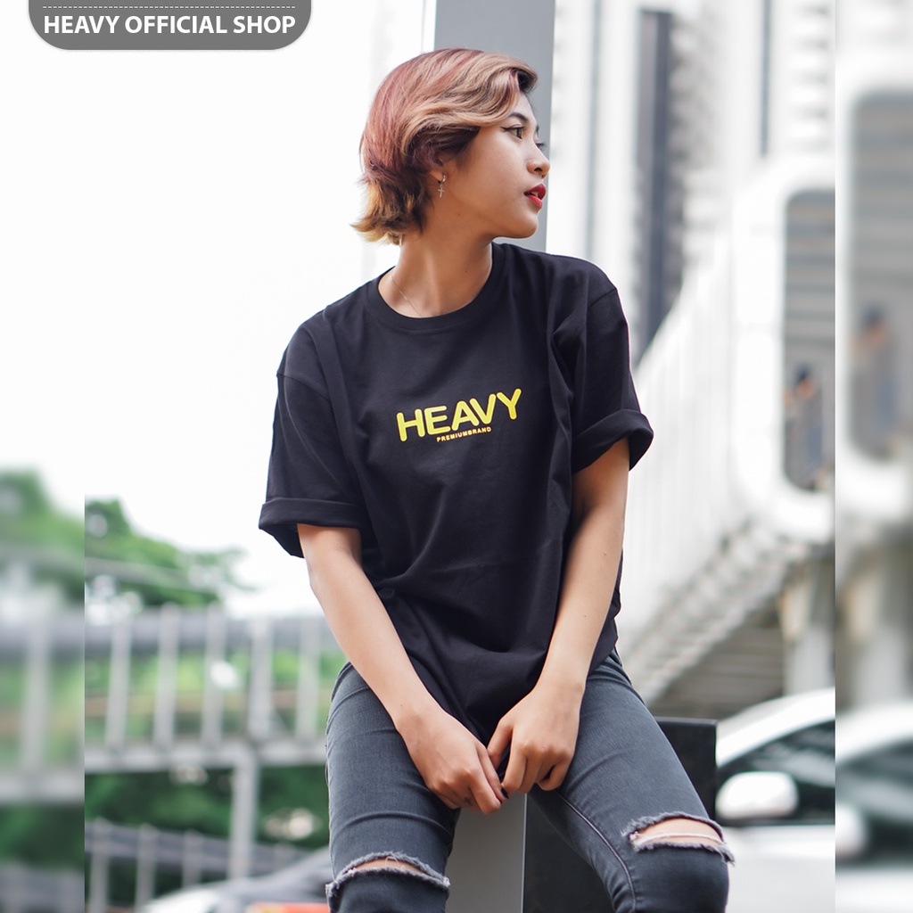 Black T-shirt Heavy Original Front HEAVY Baju Pria Distro | Pakaian Atasan