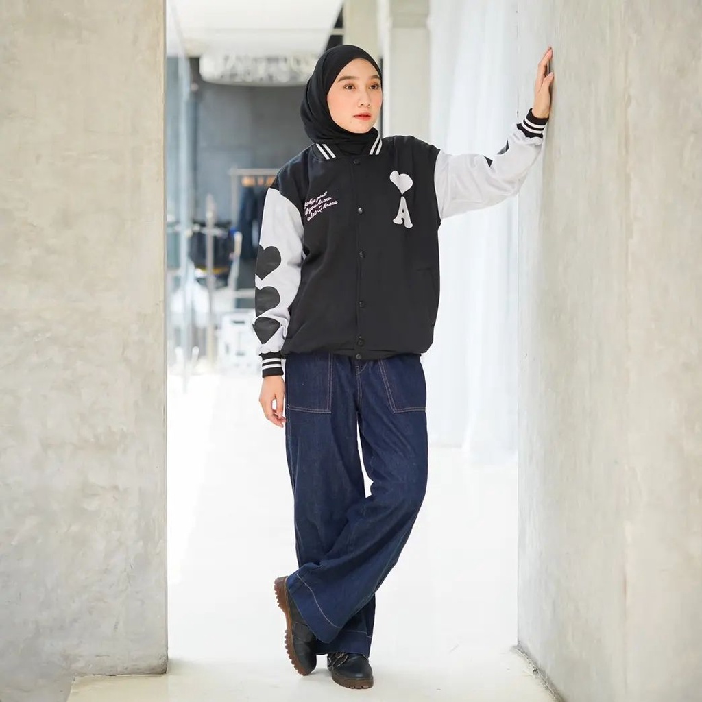 MW- Jaket Baseball Base Ball A LOVE Wanita/Pria