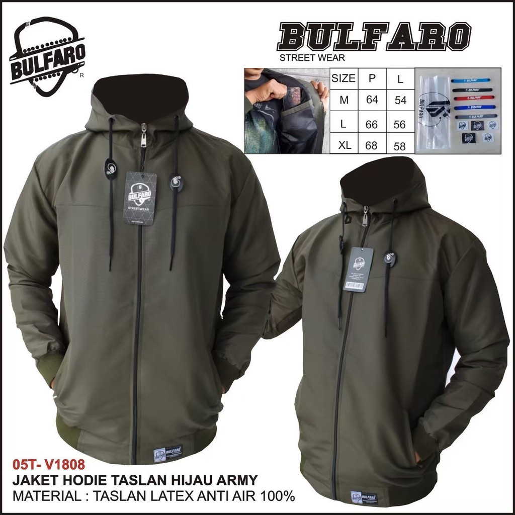 Jaket Hoodie Taslan Anti Air Original Bulfaro / Jaket outdoor waterproof 100%