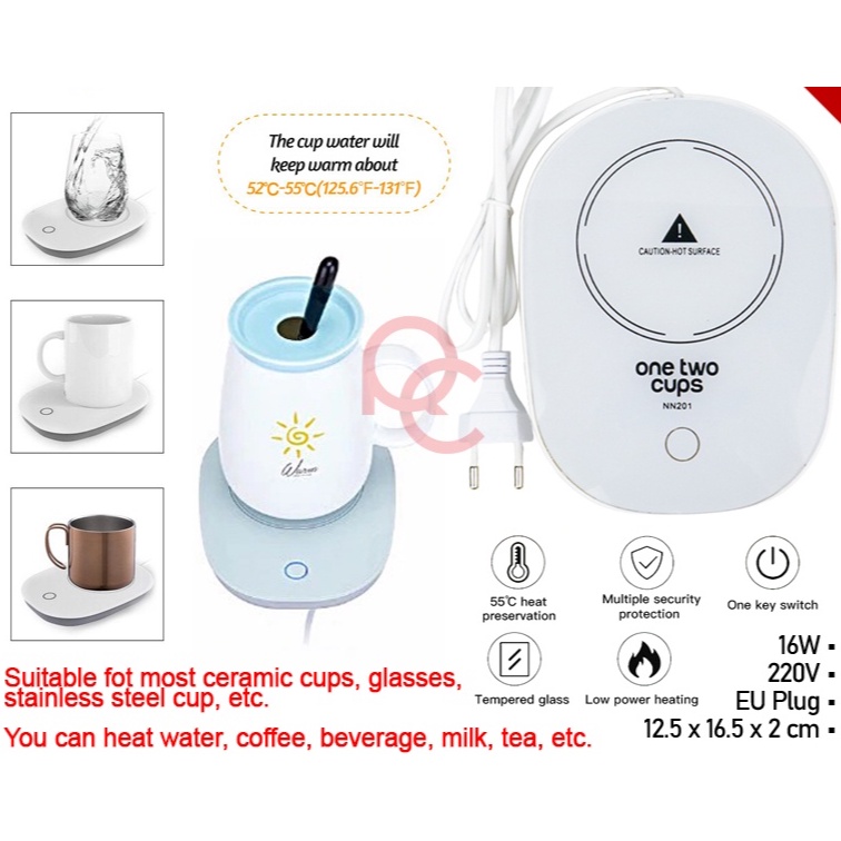 One Two Cups Tatakan Gelas Pemanas Coffee Cup Warmer Heating Pad - NN201 / USB Mug Pemanas Cangkir Kopi Cangkir Penghangat Susu Teh Air / Penghangat Cangkir Elektrik Desktop Cangkir Kopi - White