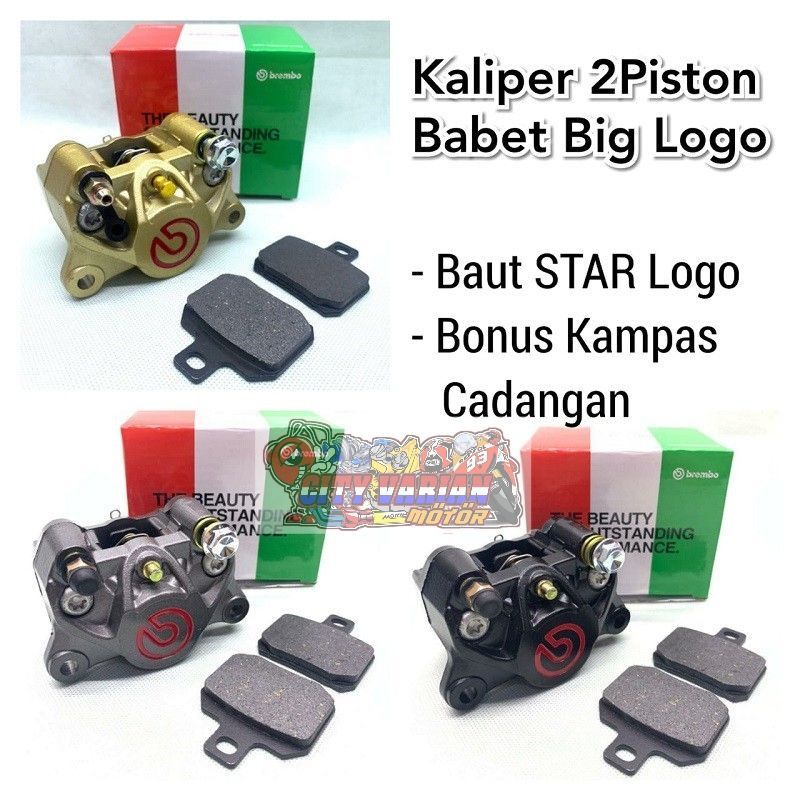 Paket Kaliper 2p 2 Piston Big Logo Plus Breket Beat Mio Vario New Scoopy new Mio Soul GT Beat street Vario 125 150