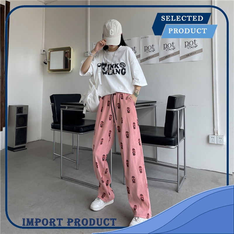 Celana Pria Tinggi Jalan 2022 Musim Panas New Lepas Trendy Hip-hop Cuci Kasual Lebar Kaki Celana