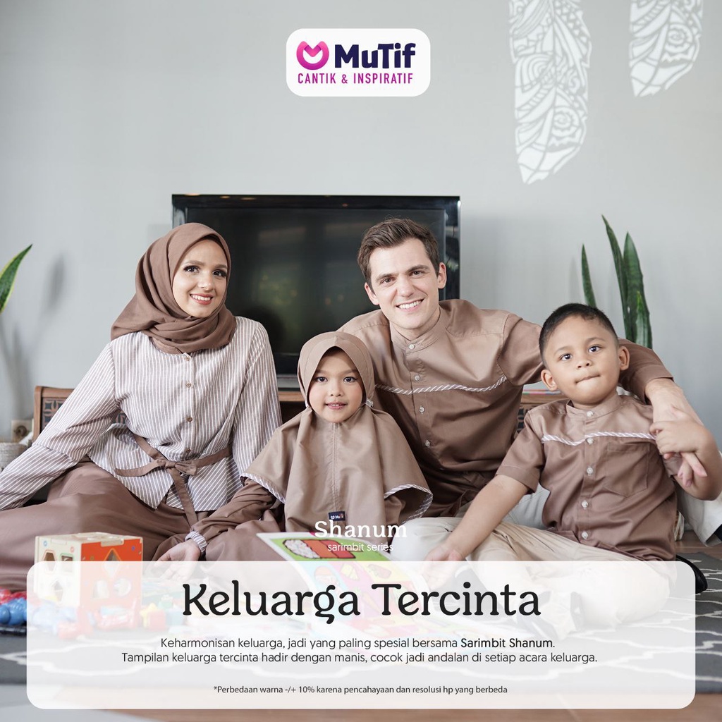Sarimbit keluarga Shanum Syahrul Mutif - coklat polos kombinasi garis garis - ootd lebaran ootd kondangan adem nyaman - gamis dewasa koko dewasa gamis anak koko anak