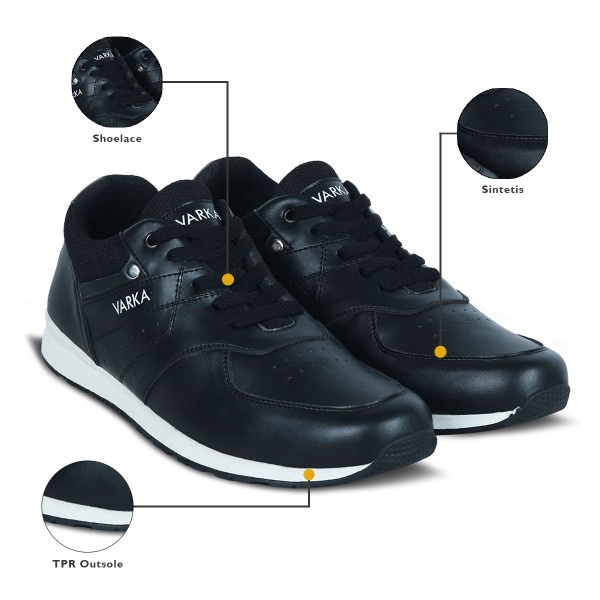 Sepatu Sneaker Pria Terbaru V 616 Brand Varka Sepatu Kets Olahraga Joging Running Warna Hitam.