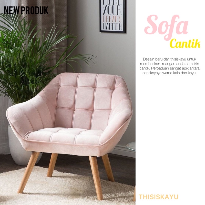 SOFA CANTIK ELEGANT TIPE MODERN KEKINIAN | SOFA KEKINIAN PINK CANTIK KAIN HALUS BLUDRU | SOFA ELEGAN