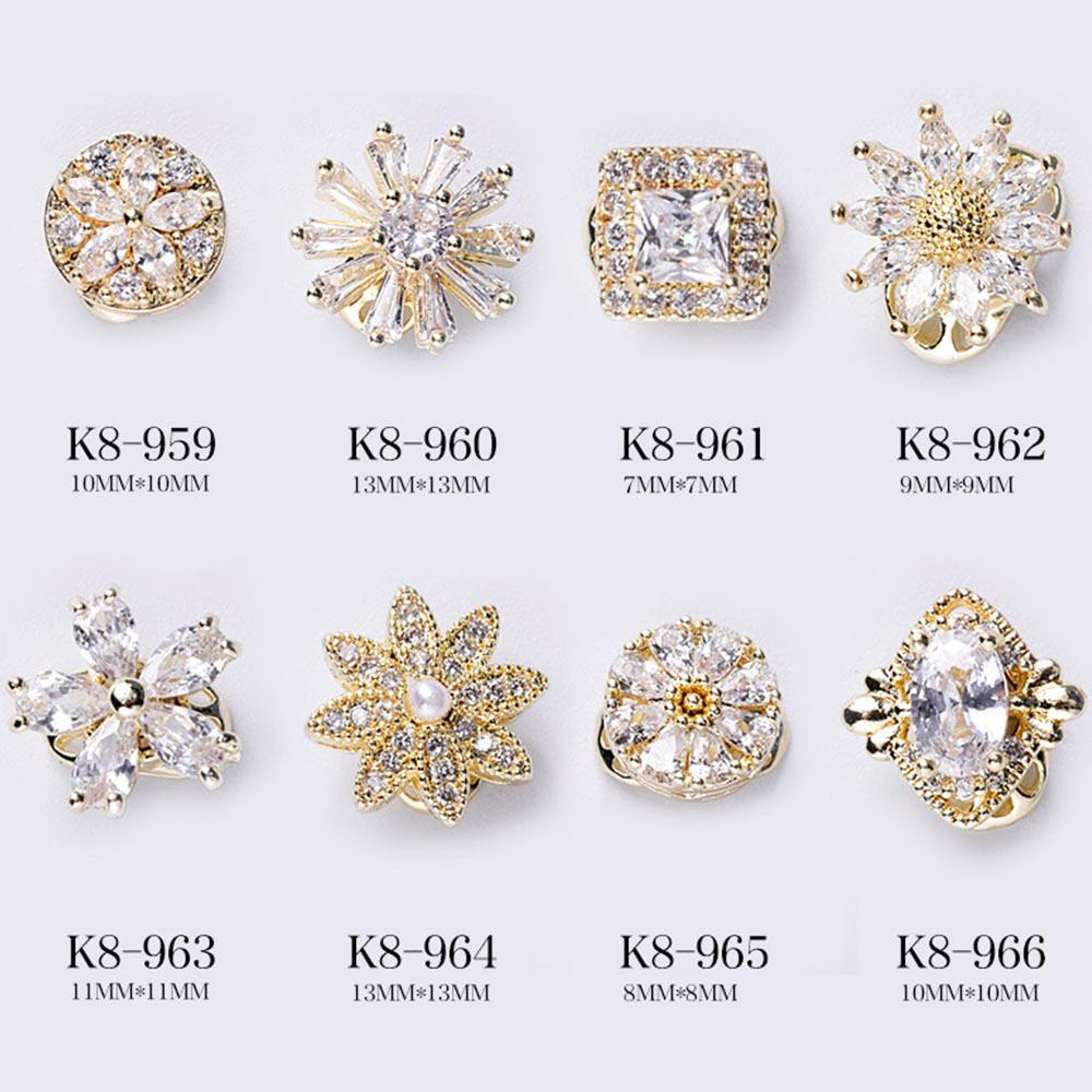 Augustina Rotatable Nail Zircon Gold Shiny Tahan Lama Alloy Metal Rotating Fast Rotatable Nail Rhinestones