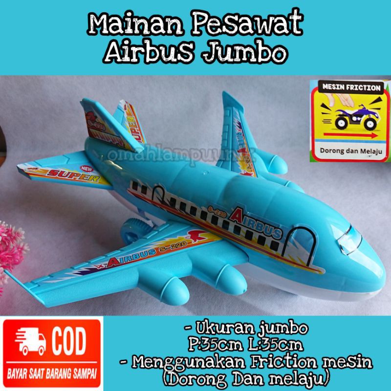 Mainan Anak Pesawat Airbus Jumbo/ Mainan Pesawat Ukuran Besar Jumbo