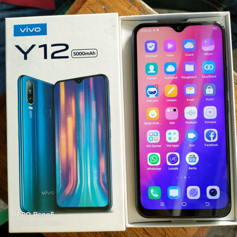 HP SECOND VIVO Y12 RAM 3/32GB, MULUS NO MINUS, FULL SET ORI