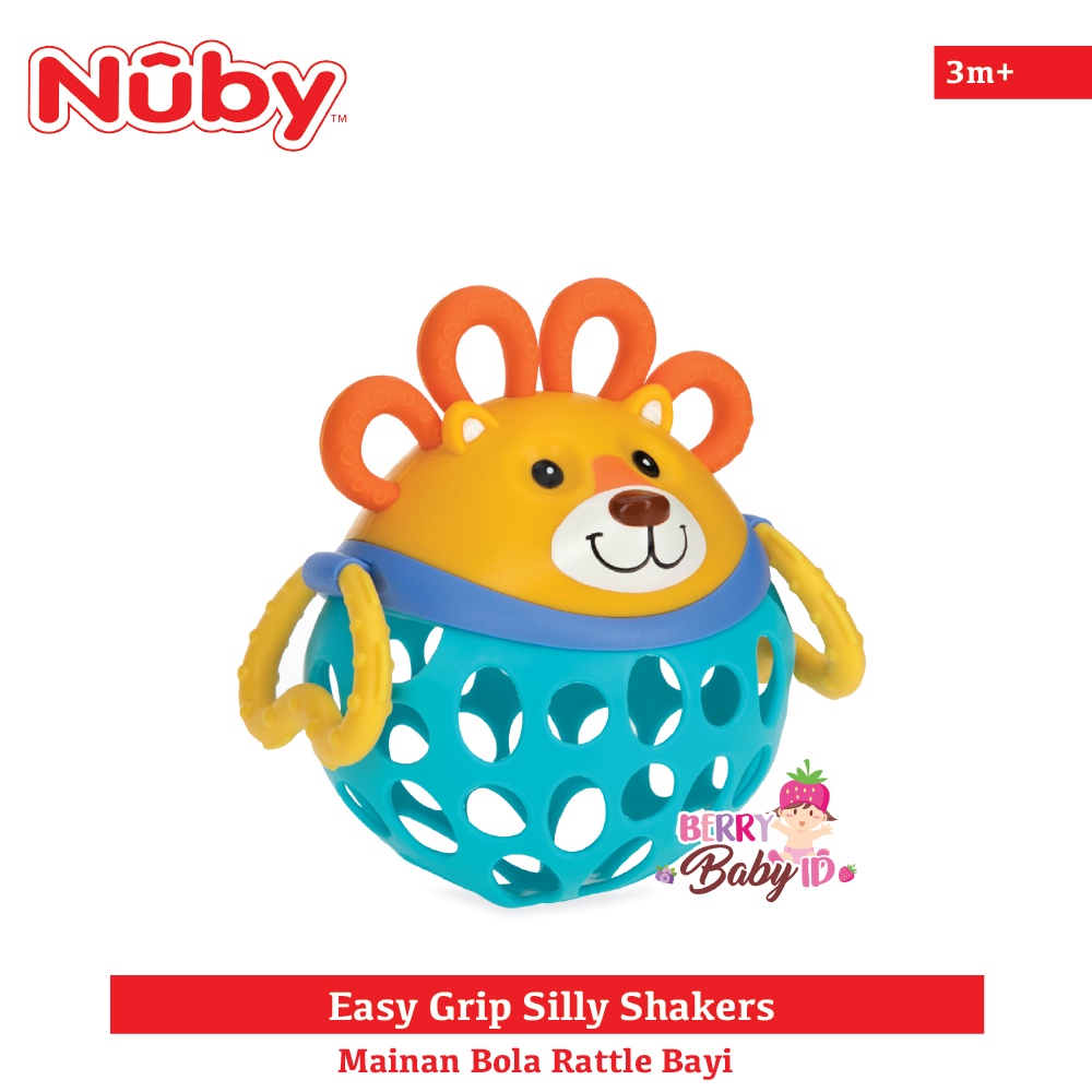 Nuby Easy Grip Silly Shakers Mainan Rattle Bola Sensori Bayi 3m+ Berry Mart